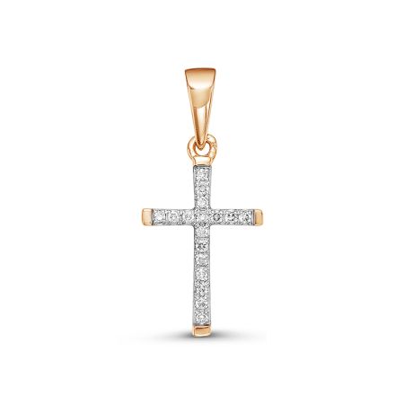 Декоративный крест с 17 бриллиантами 0.068 карат из красного золота 61435