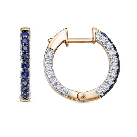 Серьги с 18 сапфирами и 68 бриллиантами из красного золота 129110