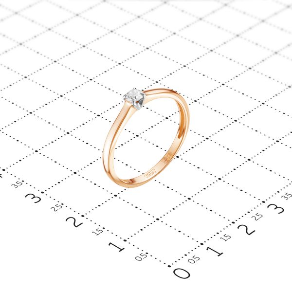 Кольцо с бриллиантом 0.109 карат из красного золота 54568
