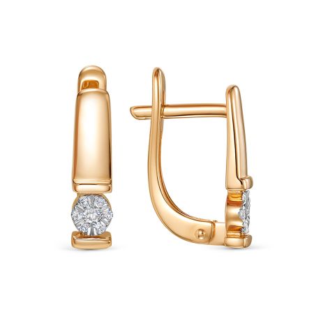 Серьги с 14 бриллиантами из красного золота 136387