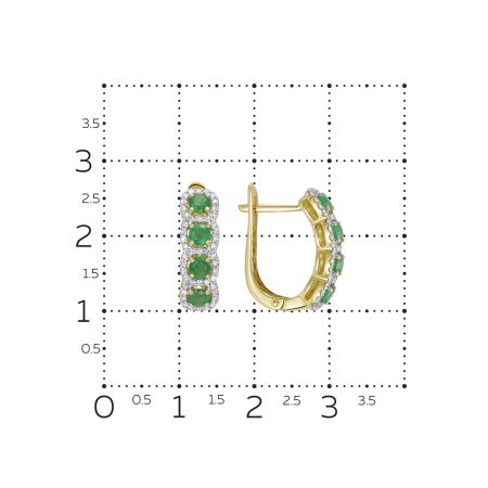 Серьги с 8 изумрудами и 94 бриллиантами из лимонного золота 129639