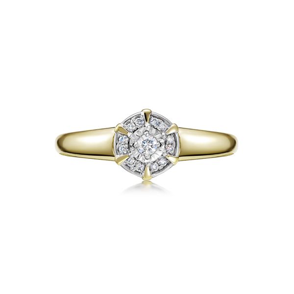 Кольцо с 13 бриллиантами из лимонного золота 110929