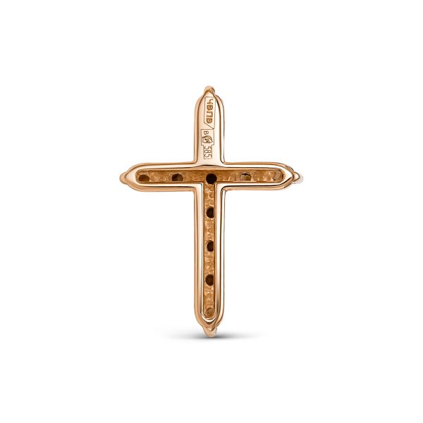 Декоративный крест с 11 коньячными бриллиантами из красного золота 87024