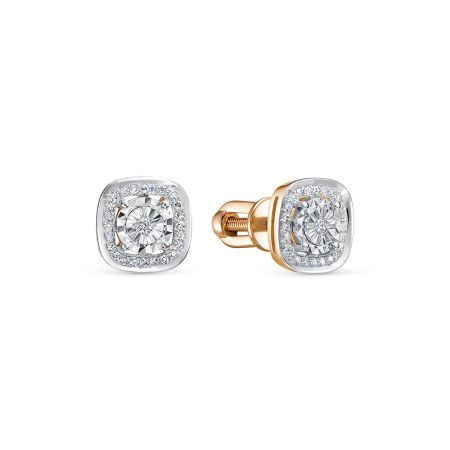 Серьги-пусеты с 50 бриллиантами из красного золота 146457