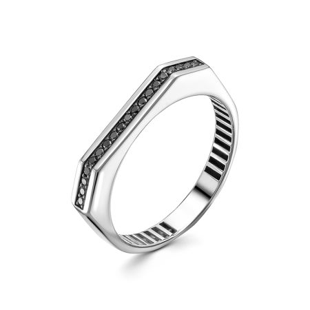 Кольцо с 19 черными бриллиантами из белого золота 141703