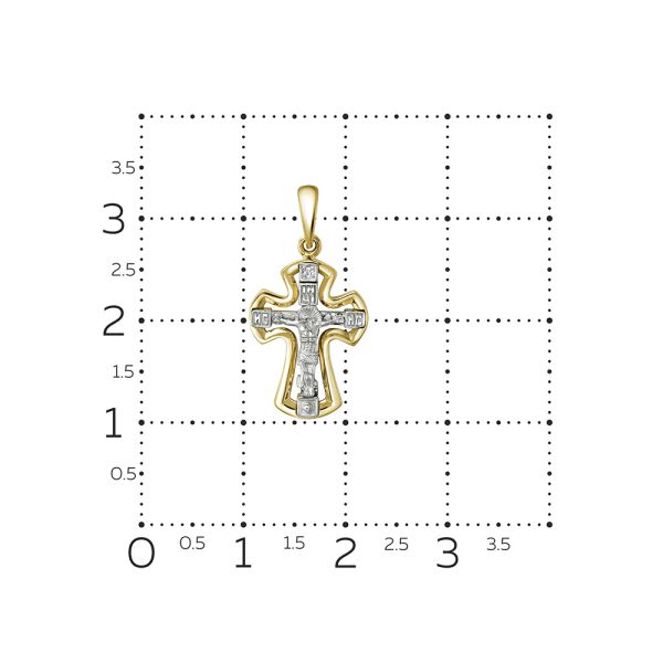 Православный крест с бриллиантом 0.003 карат из комбинированного золота 86582