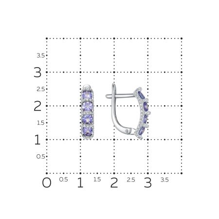 Серьги с 8 танзанитами и 106 бриллиантами из белого золота 129562