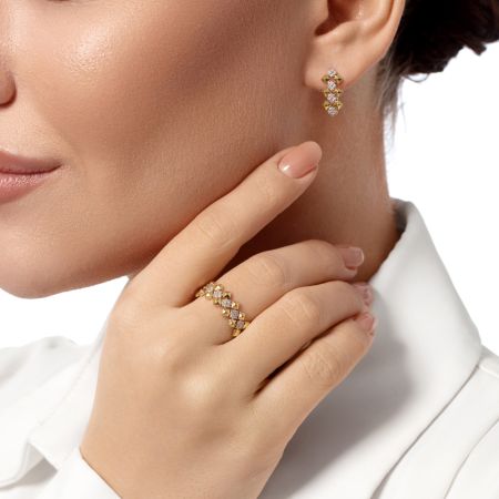 Серьги с 32 бриллиантами 0.16 карат из лимонного золота 144594