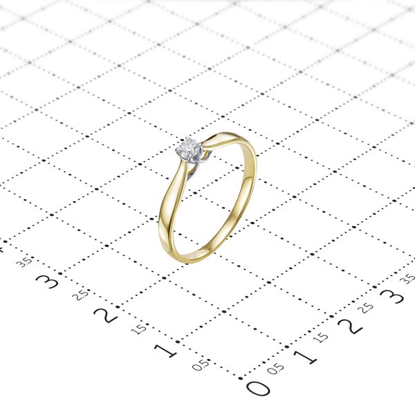 Кольцо с бриллиантом 0.095 карат из лимонного золота 81877