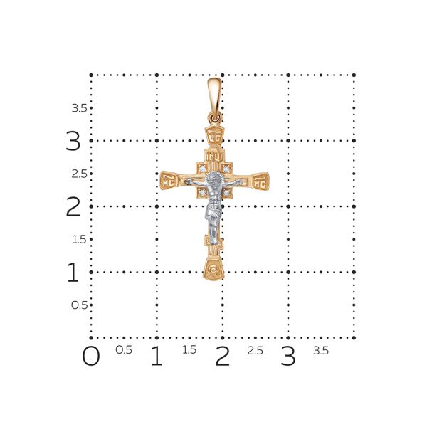 Православный крест с 4 бриллиантами 0.02 карат из комбинированного золота 79444