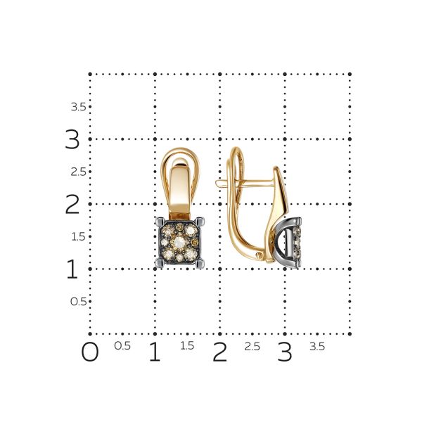 Серьги с 18 коньячными бриллиантами из красного золота 136370