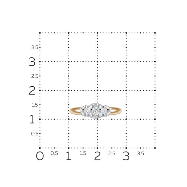 Кольцо с 3 бриллиантами из красного золота 75310