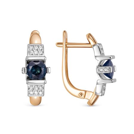 Серьги с сапфирами и 32 бриллиантами из красного золота 125077