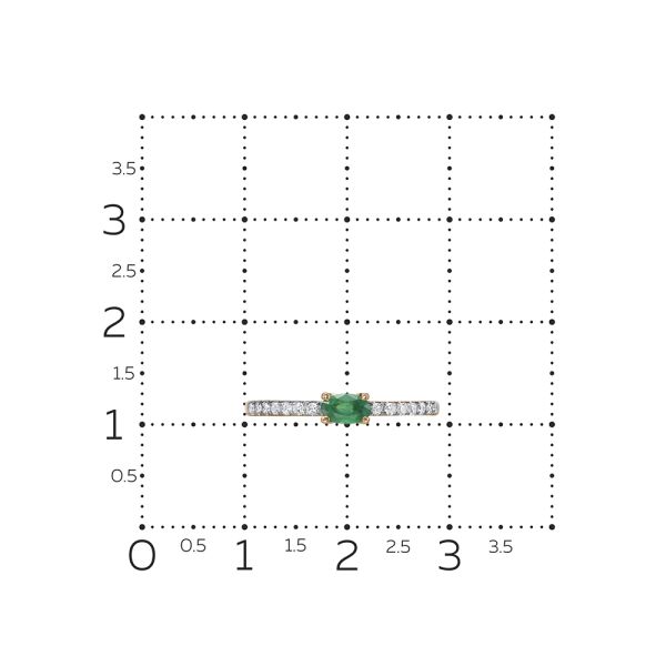 Кольцо с изумрудом и 14 бриллиантами из красного золота 142055