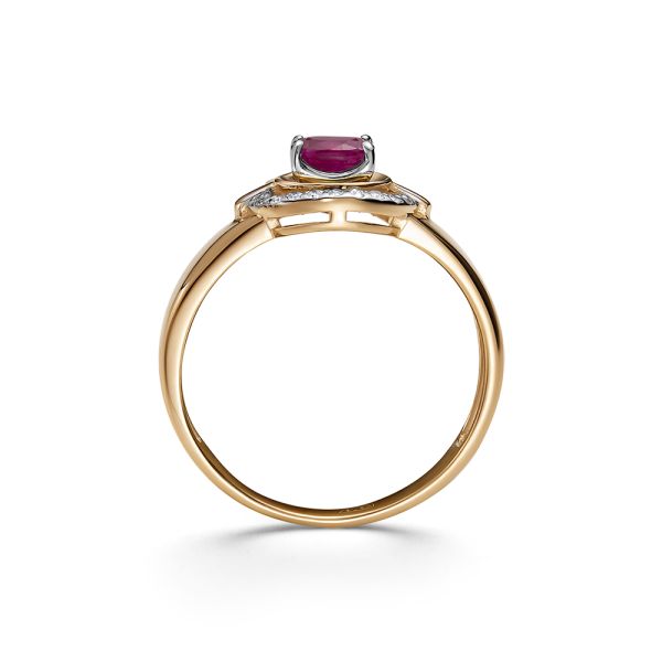 Кольцо с рубином и 18 бриллиантами из красного золота 99998