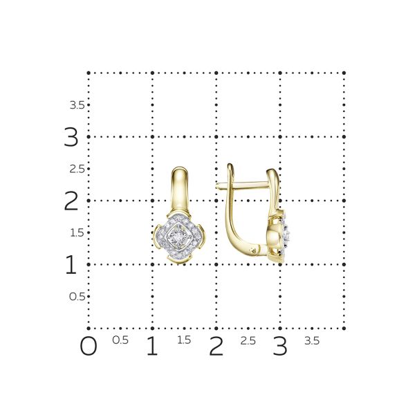 Серьги с 34 бриллиантами из лимонного золота 134427