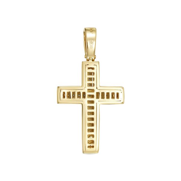 Декоративный крест с 20 бриллиантами 0.1 карат из лимонного золота 116715