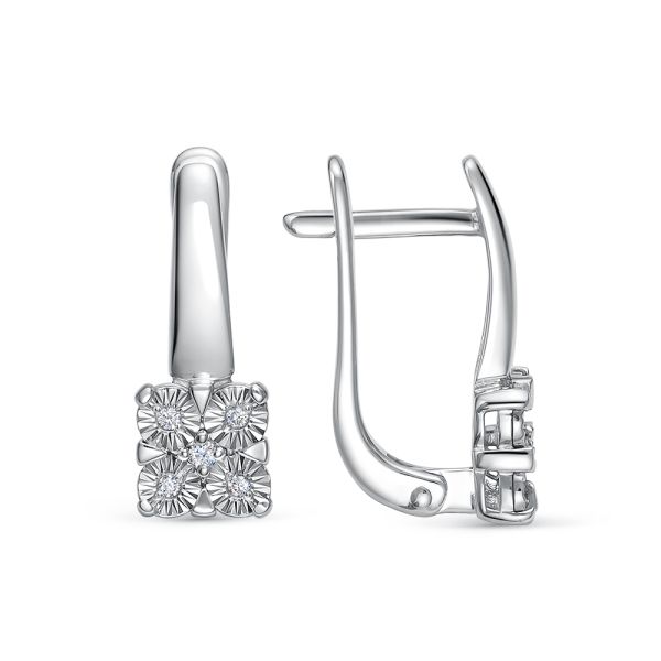 Серьги с 10 бриллиантами из белого золота 143679