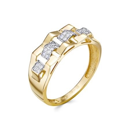 Кольцо с 24 бриллиантами 0.12 карат из лимонного золота 143913
