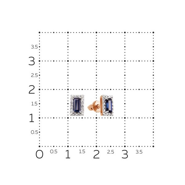 Серьги-пусеты с сапфирами и 24 бриллиантами из красного золота 70019