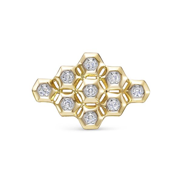 Кольцо с 9 бриллиантами 0.126 карат из лимонного золота 121786