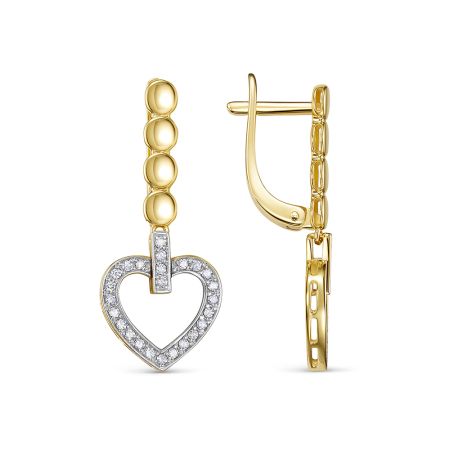 Серьги с 50 бриллиантами 0.35 карат из лимонного золота 144589