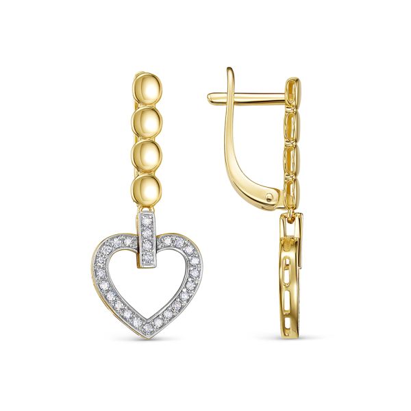 Серьги с 50 бриллиантами 0.35 карат из лимонного золота 144589