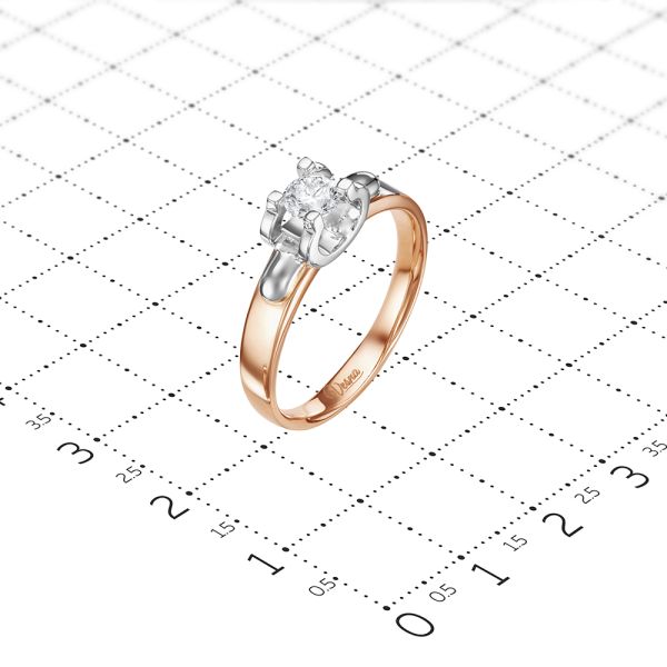 Кольцо с бриллиантом 0.28 карат из комбинированного золота 72007