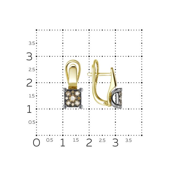 Серьги с 18 коньячными бриллиантами из лимонного золота 136371