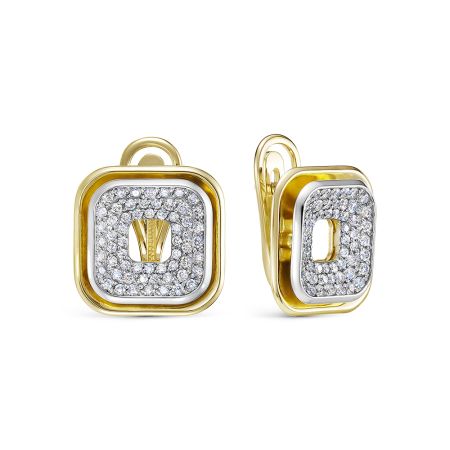 Серьги с 120 бриллиантами из лимонного золота 136344