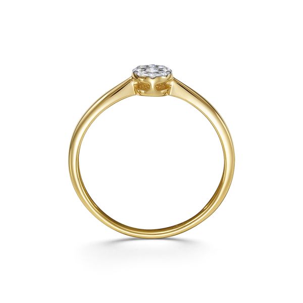 Кольцо с 9 бриллиантами из лимонного золота 116589
