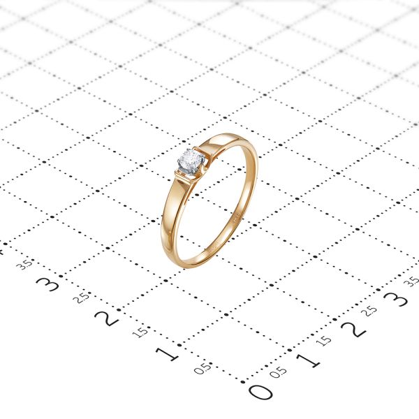 Кольцо с бриллиантом 0.095 карат из красного золота 81733