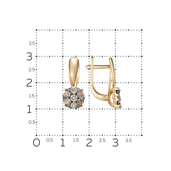 Серьги с 14 коньячными бриллиантами из красного золота 142821