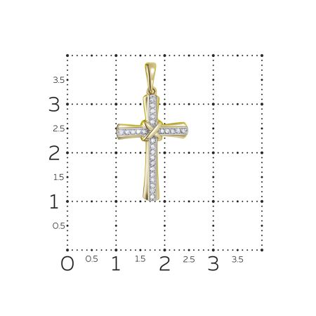 Декоративный крест с 26 бриллиантами 0.13 карат из лимонного золота 118195