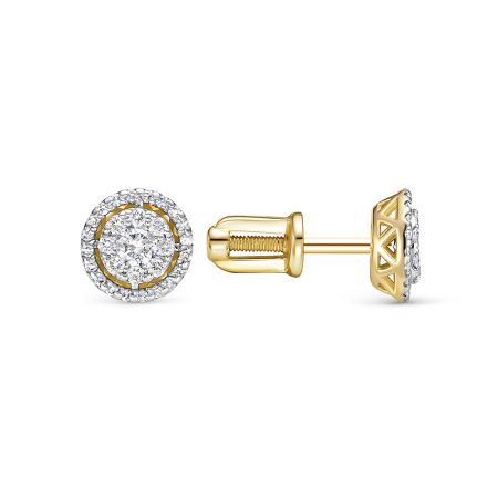 Серьги-пусеты с 58 бриллиантами из лимонного золота 131579