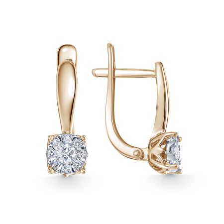 Серьги с 18 бриллиантами из красного золота 114016