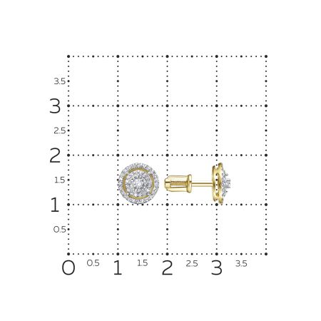 Серьги-пусеты с 82 бриллиантами из лимонного золота 133270