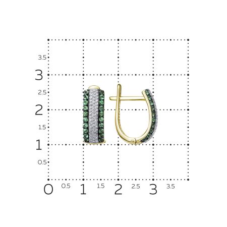 Серьги с 40 изумрудами и 104 бриллиантами из лимонного золота 131456