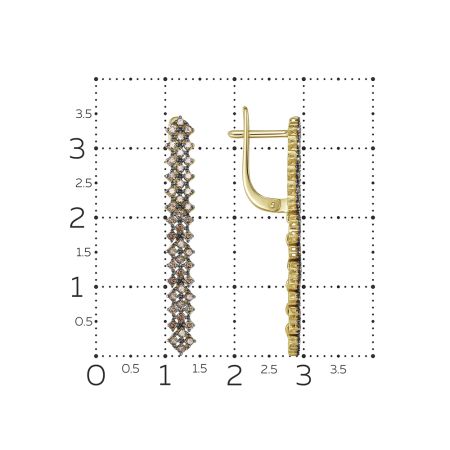 Серьги с 92 коньячными бриллиантами из лимонного золота 141359