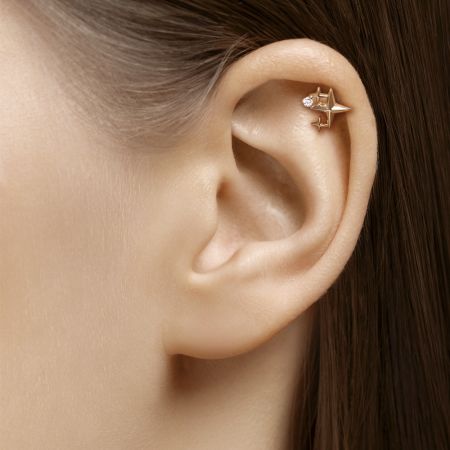 Пирсинг с бриллиантом 0.015 карат из красного золота 142935