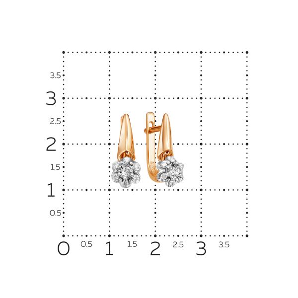 Серьги с 14 бриллиантами из красного золота 54055