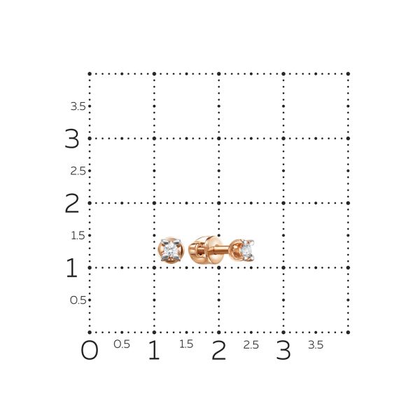 Серьги-пусеты с бриллиантами 0.064 карат из красного золота 61659