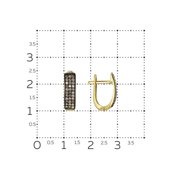 Серьги с 66 коньячными бриллиантами из лимонного золота 144585