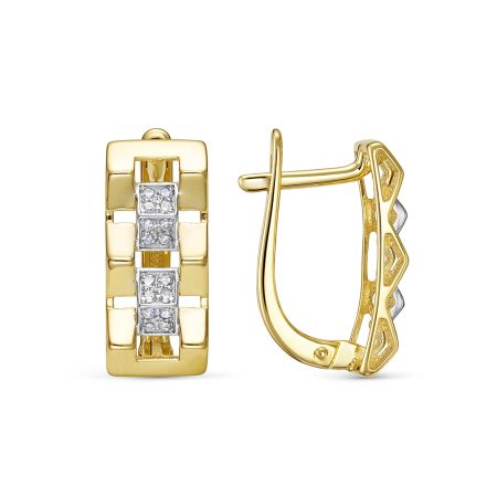 Серьги с 32 бриллиантами 0.16 карат из лимонного золота 144595