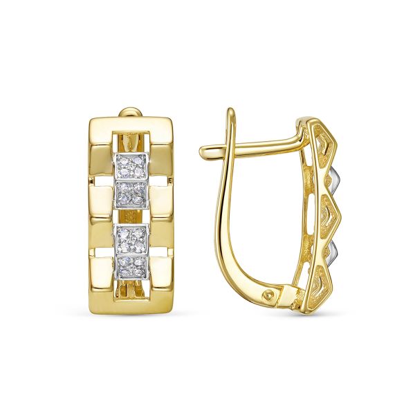 Серьги с 32 бриллиантами 0.16 карат из лимонного золота 144595