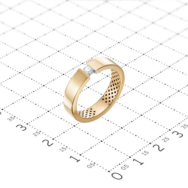 Кольцо с бриллиантом 0.095 карат из красного золота 82408