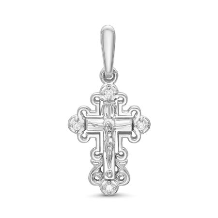 Православный крест с 4 бриллиантами 0.048 карат из белого золота 61905