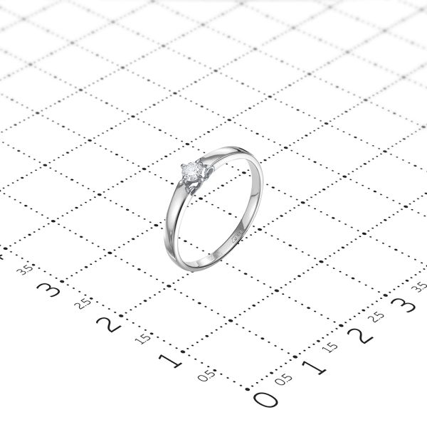 Кольцо с бриллиантом 0.095 карат из белого золота 81697