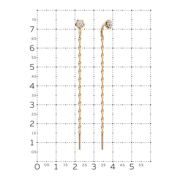 Серьги с бриллиантами 0.028 карат из красного золота 135047