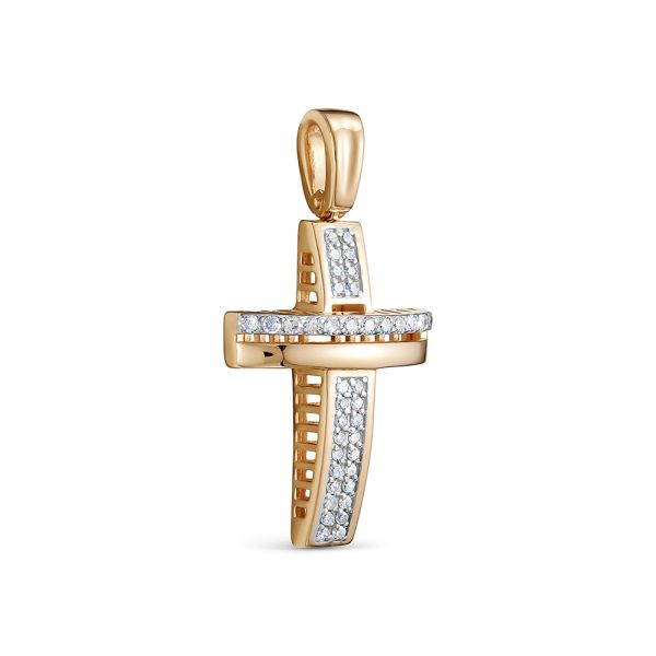 Декоративный крест с 40 бриллиантами из красного золота 116699